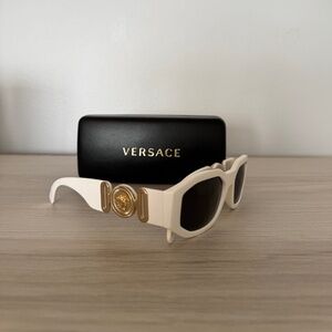 Versace White & Gold Medusa Sunglasses